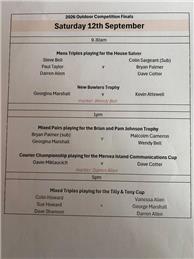 Club Outdoor Finals - Saturday 12 September